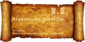 Mladoniczki Balázs névjegykártya